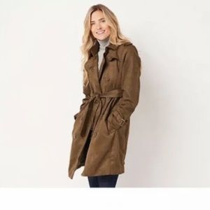 Brand New, Linea, by Louis Dell'Olio Faux-Suede Coat, Londen Green, Sz 26W, $132